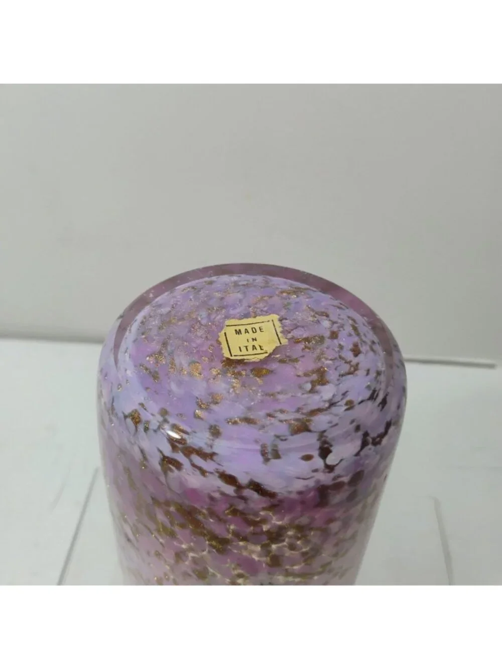Vtg Murano Pink Gold Glitter Votive Candle Holder or Cup 3